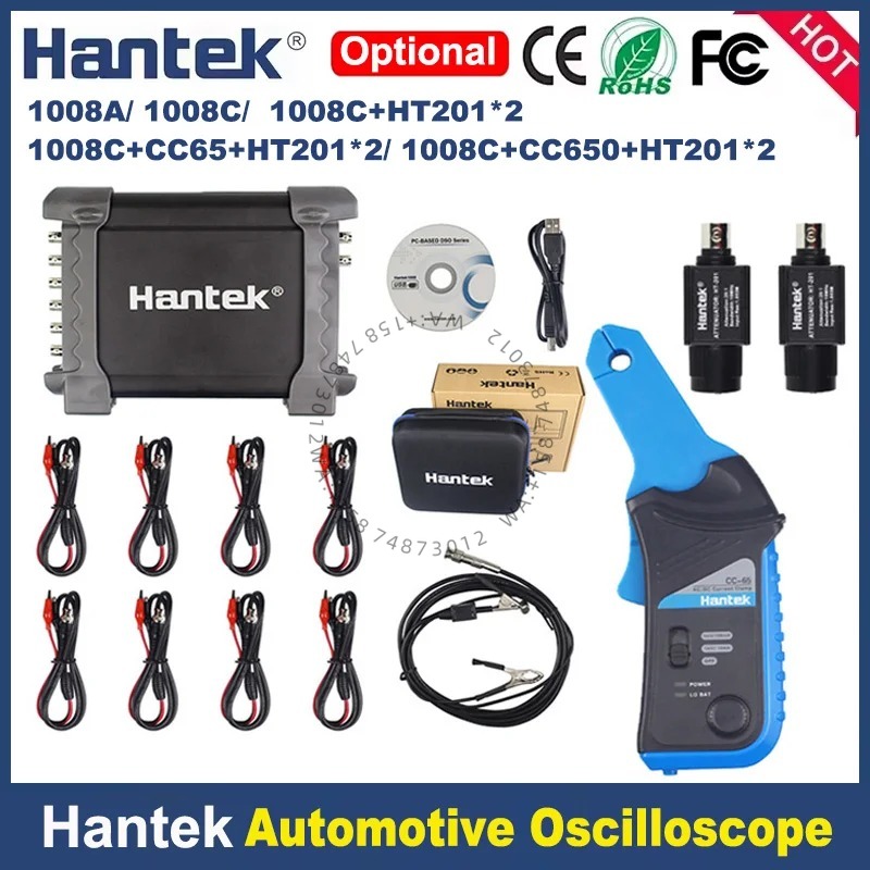 Automotive Diagnostic Oscilloscope 8 Channel - เครื่องมือวินิจฉัยรถยนต์ Hantek 1008c + HT201 HT25