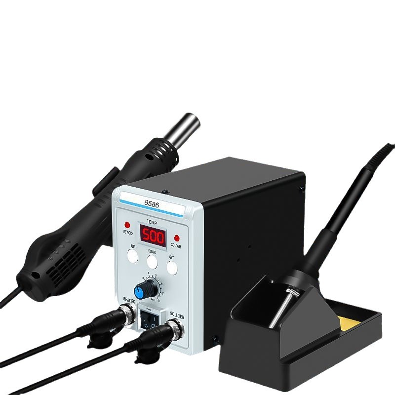 Smd Rework Station Hot Air Soldering 2 In 1 - 8586 สถานีบัดกรีและซ่อมแซมแบบ 2-in-1 พร้อมจอแสดงผลดิจิทัล ปืนลมร้อนและหัวแร้ง สำหรับซ่อมโทรศัพท์มือถือ
