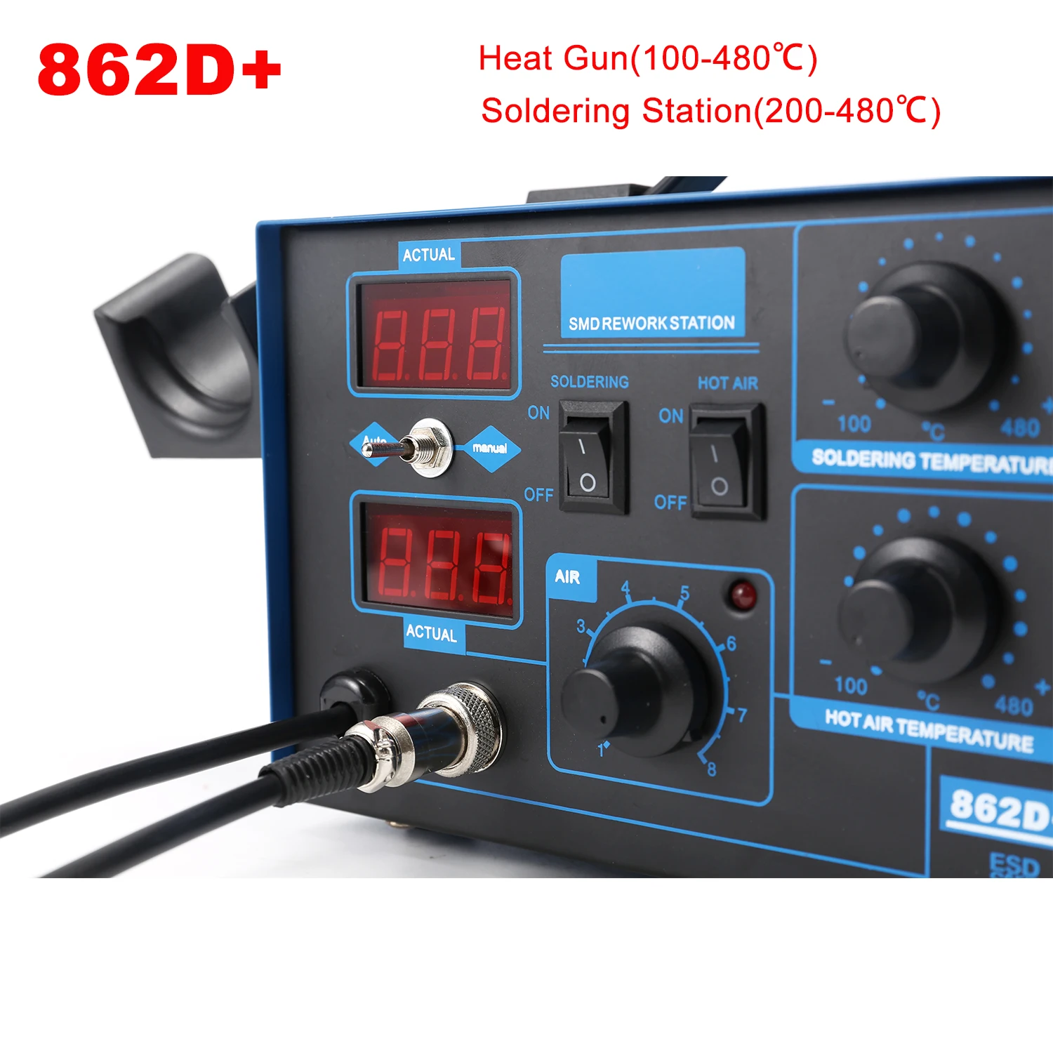 สถานีบัดกรี 862D+ 2 in 1 สถานี - Smd Rework Station Hot Air Soldering 2 In 1 บทวิจารณ์และราคา